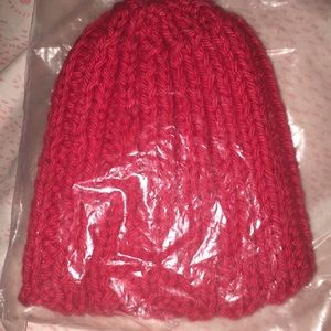 Red knitted baby hat